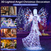 5.2 FT lighted angel Christmas decoration with 250 cool white lights, suitable for indoor and outdoor use.