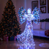 Lighted 5.2 FT angel Christmas decoration with 250 cool white lights, showcasing a glittering halo and flute, for.