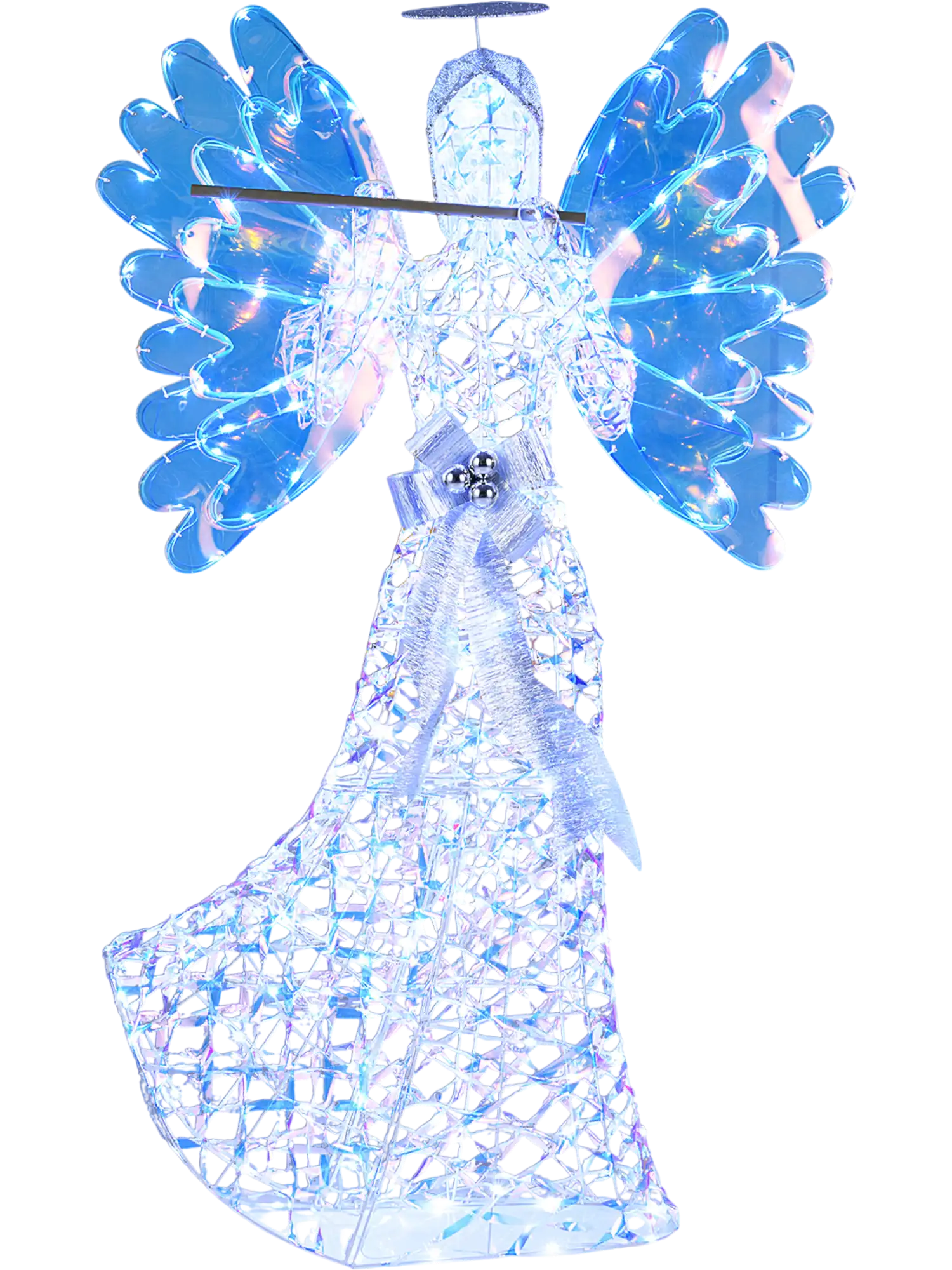 Costway 5.2' Lighted 3D Glitter Halo Angel Christmas Decoration with Flute 19331823 New