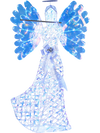 Lighted 5.2 FT angel Christmas decoration with 250 cool white lights, glittering wings, and flute, perfect for outdoor.