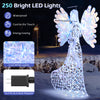 5.2 FT lighted angel decoration with 250 cool white LED lights, waterproof design, ideal for indoor and outdoor use.