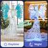 3D glittering halo angel Christmas decoration with 250 lights, showcasing daytime and nighttime effects for festive.
