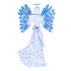 Lighted 5.2 FT angel Christmas decoration with glittering wings, playing flute, featuring 250 waterproof cool white.