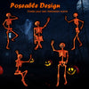 Poseable 5.2 FT orange Halloween skeleton with pumpkin head, showcasing a fun pose for creative Halloween scenes.