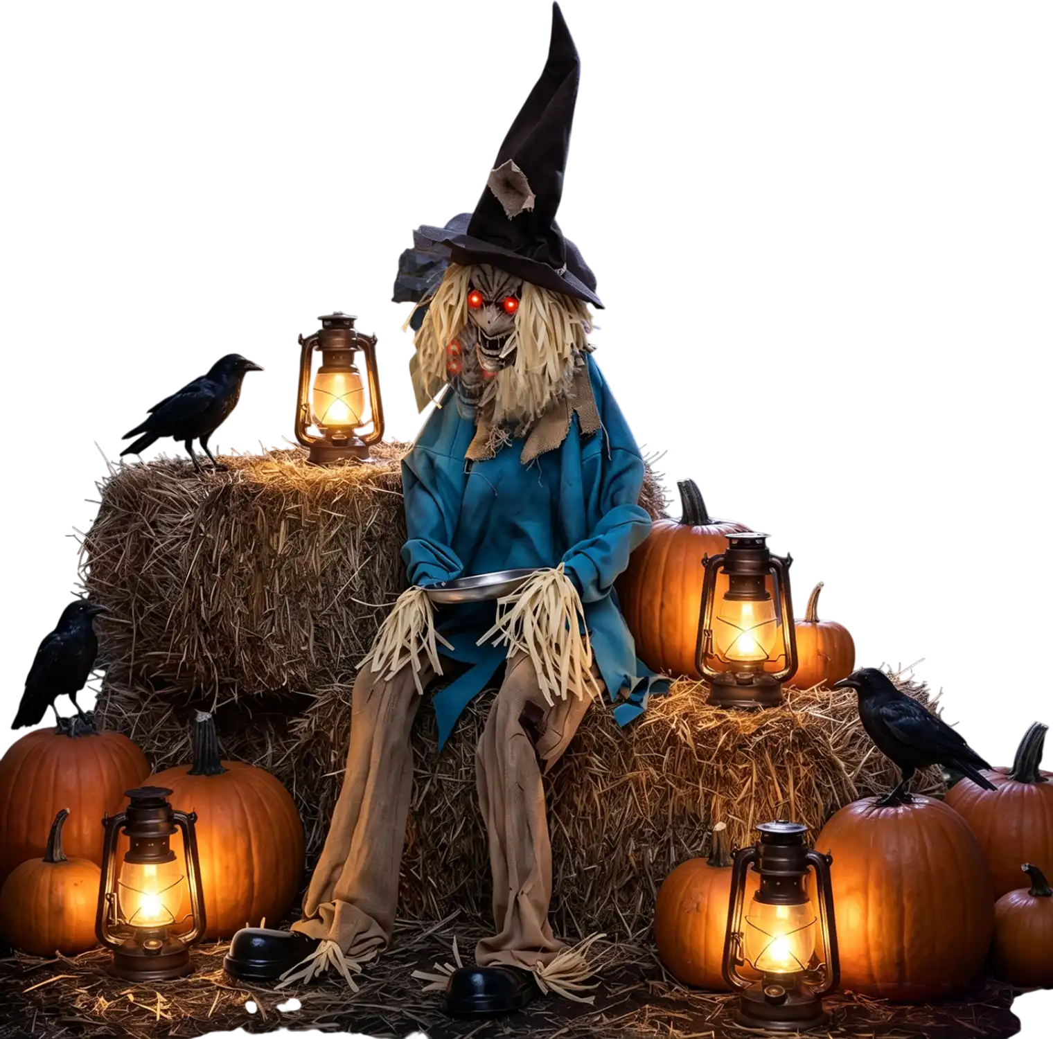 Costway 5.2' Halloween Animatronic Scarecrow Moving Head Decoration 58448310 New