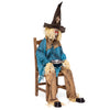 5.2 ft Halloween animatronic scarecrow decoration with glowing red eyes, tattered clothes, and a stainless steel candy tray.