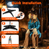 5.2 ft Halloween animatronic scarecrow decoration with glowing red eyes and moving head for spooky outdoor displays.