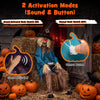 5.2 ft Halloween animatronic scarecrow with glowing red eyes, sound-activated mode, and manual control for spooky displays.