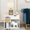 3-tier side table in white with storage shelf and drawer, perfect as a nightstand or sofa end table for modern decor.