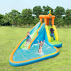 Inflatable water slide bounce house with climbing wall and splash pool, perfect for summer fun for kids aged 3-10.