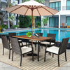 Cushioned armchair from the 7PCS patio dining set, showcasing durable PE rattan and ergonomic design for outdoor.