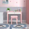 Kids pink dressing table with tri-folding mirror and chair, made of sturdy MDF, ideal for bedrooms and playrooms.