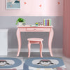 Kids pink makeup dressing table set with mirror, made of MDF and pine wood, perfect for safe play in bedrooms or.