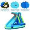 Hippo inflatable water slide with climbing wall and splash pool, perfect for summer fun and safe play for kids.