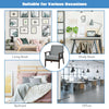 Gray fabric accent armchair with rubber wood frame, suitable for living room, study, or office use.