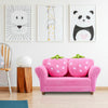 Kids strawberry armrest chair sofa in pink showcasing plush strawberry pillows, ideal for kids' reading and relaxation.