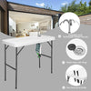 Folding cleaning sink table with quick-connect faucet, integrated drain, and portable design for outdoor use.