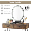 Industrial makeup dressing table with a high-definition mirror, rustic brown finish, and ample storage space for.