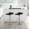 Set of 2 adjustable black PU leather backless bar stools with chrome base, ideal for gatherings and modern kitchens.