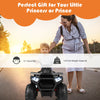 Kids electric 4-wheeler ATV in black with LED lights, MP3, and safety features for outdoor fun and adventure.