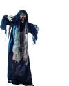 This 5.3 FT hunchback witch prop, with glowing eyes and adjustable arms, is designed to scare visitors at Halloween parties.