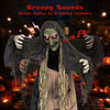 5.3 FT standing hunchback witch prop features light-up eyes and adjustable arms, perfect for frightening visitors indoors or outdoors.
