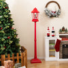 Red 5.3 feet musical Christmas street lamp features a cozy design with snow and lights, ideal for entryways or.
