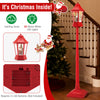 Red 5.3 feet musical Christmas street lamp with swirling snow, 60 LED lights, perfect for festive holiday decor.