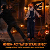 5.3 ft Halloween decoration features glowing red eyes, lifelike movements, and a shovel for an eerie outdoor scare.