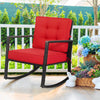 Patio Rattan Rocker Outdoor Glider Rocking Chair Cushion Lawn-Red - Gallery View 1 of 12