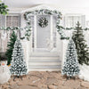 Snow flocked 4.5 feet unlit pencil Christmas tree with 242 branches, perfect for limited spaces and festive decor.