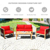 4-piece acacia wood outdoor patio furniture set with red cushions, perfect for relaxing in your garden or patio.