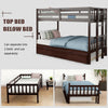 Twin pull-out bunk bed with trundle in espresso, featuring full-length guardrails and convertible design for versatile.