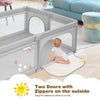 Extra-large gray safety baby fence with two external zippers and 50 ocean balls for secure playtime and interaction.