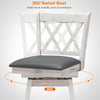 Swivel seat barstool with rubber wood legs, 360° rotation, and waterproof PVC cushion for easy cleaning and comfort.
