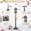Black 5.4 ft musical Christmas street lamp shown with assembly steps and dynamic snowfall effect for indoor or outdoor displays.
