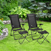 4 Pieces Patio Adjustable Back Folding Dining Chair Ottoman Set-Black - Gallery View 1 of 12