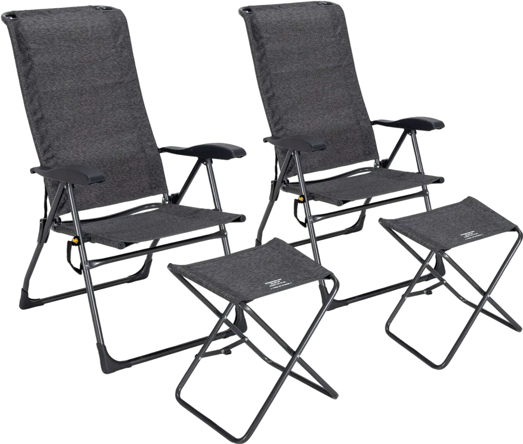 Costway 4 Pc Patio Adjustable Back Folding Dining Chair Ottoman Set Gray 38469501 New