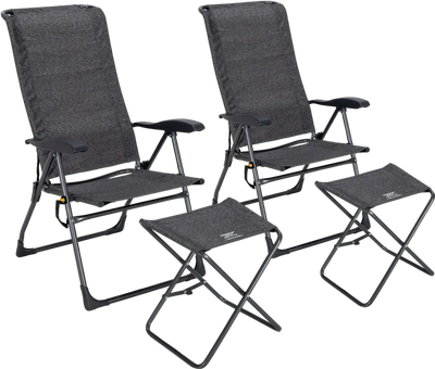 Costway 4 Pc Patio Adjustable Back Folding Dining Chair Ottoman Set Gray 38469501 New