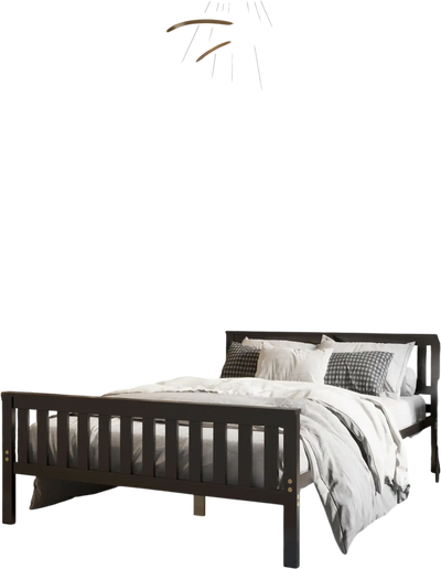Costway Full Size Wood Platform Bed Frame with Headboard 93754608 New