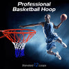 18-inch red basketball rim with all-weather net, solid steel construction for indoor and outdoor use.