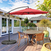 10 Feet Offset Umbrella with 8 Ribs Cantilever and Cross Base-Red - Gallery View 1 of 12