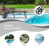 Patio reclining chaise lounge in gray with adjustable backrest and premium wheels for easy movement by the poolside.