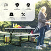 Picnic table bench set in white with HDPE material, sturdy metal frame, and easy assembly for outdoor camping.