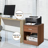 Brown nightstand with storage drawer and open compartment, sturdy wooden construction, ideal for bedroom or living room.