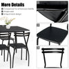 Detail view of the 5 pieces dining table set featuring a sturdy steel frame and unique back design, ideal for kitchens.