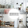 Wall-mounted storage cabinet with five hooks and four compartments, perfect for entryway organization and space-saving.