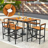7-piece acacia wood patio bar set with 1.9" umbrella hole and 6 bar stools, perfect for outdoor dining and gatherings.