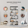 6-tier S-shaped black bookshelf with spacious compartments for books and decor, ideal for living room or office use.