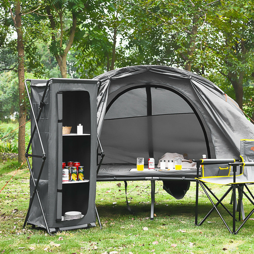Folding Camping Storage Cabinet with 3 Shelves and Carry Bag-XL - Gallery View 1 of 10